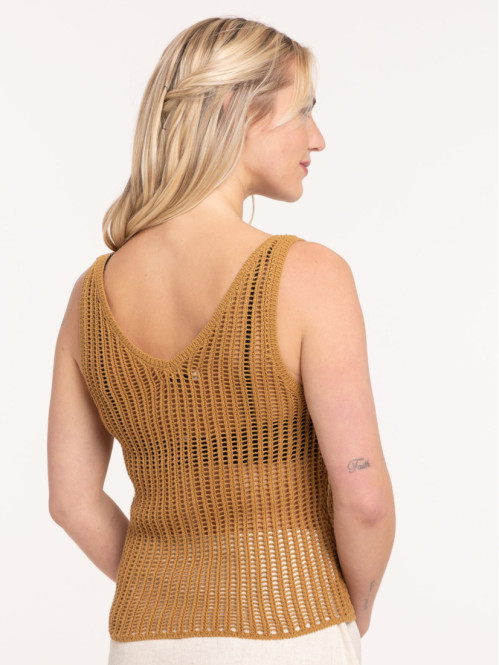 Débardeur maille crochet femme