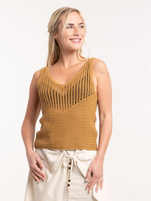 Débardeur maille crochet femme