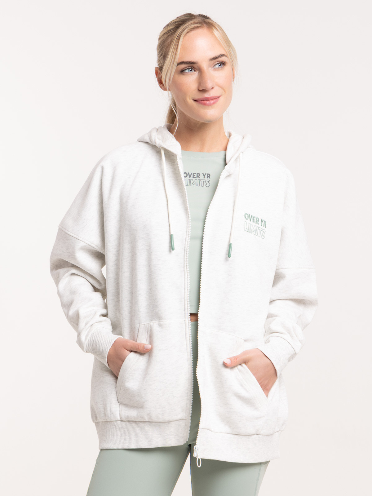 Sweat à capuche écru chiné femme Sweat à capuche écru chiné femme