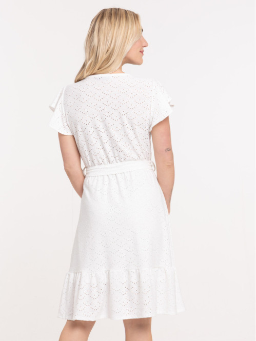 Robe maille ajourée blanc...