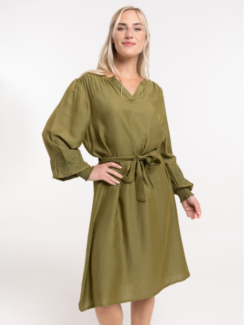 Robe courte femme kaki indien