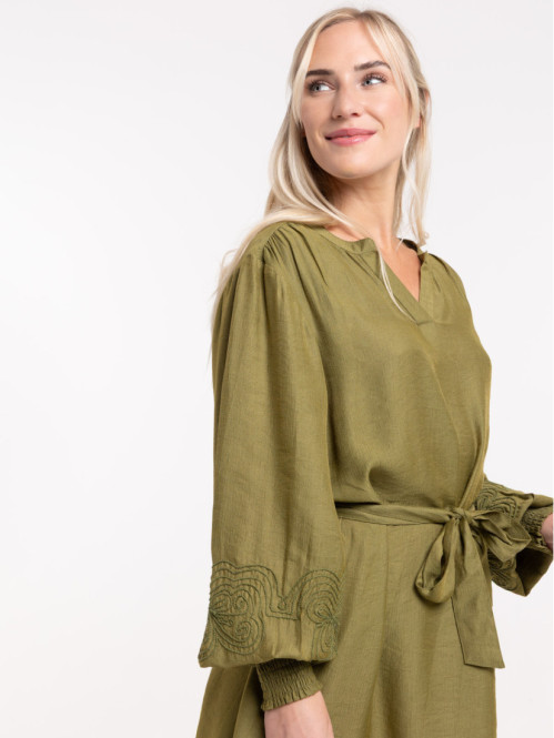 Robe courte femme kaki indien