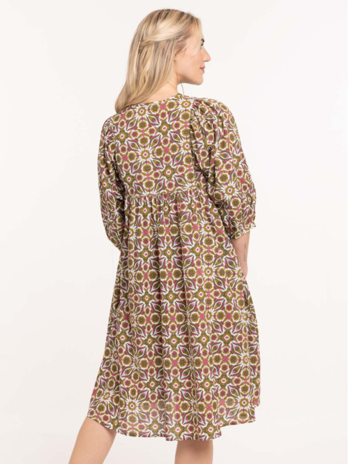 Robe imprimée femme kaki...
