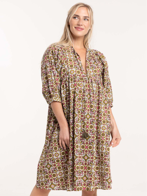 Robe imprimée femme kaki...