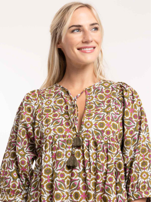 Robe imprimée femme kaki...