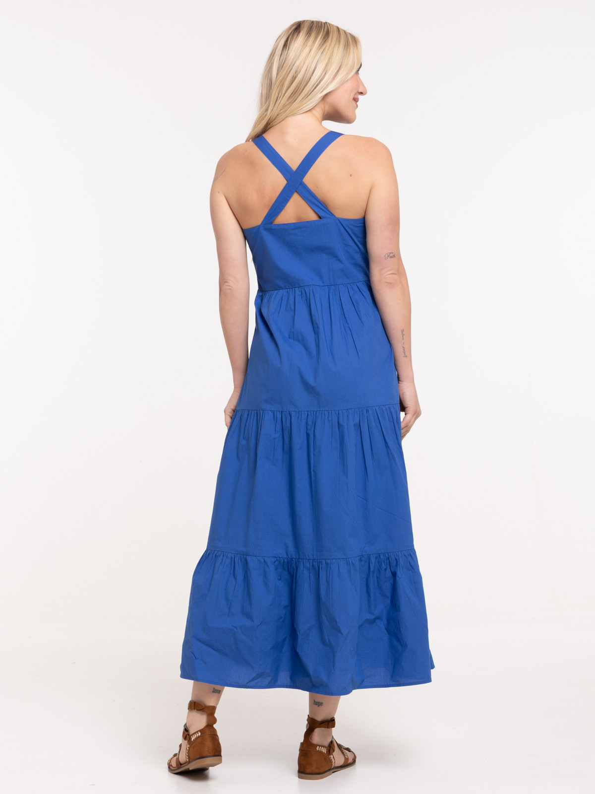 Robe longue bleu cobalt femme