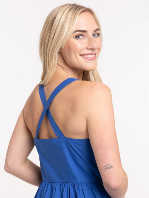Robe longue bleu cobalt femme