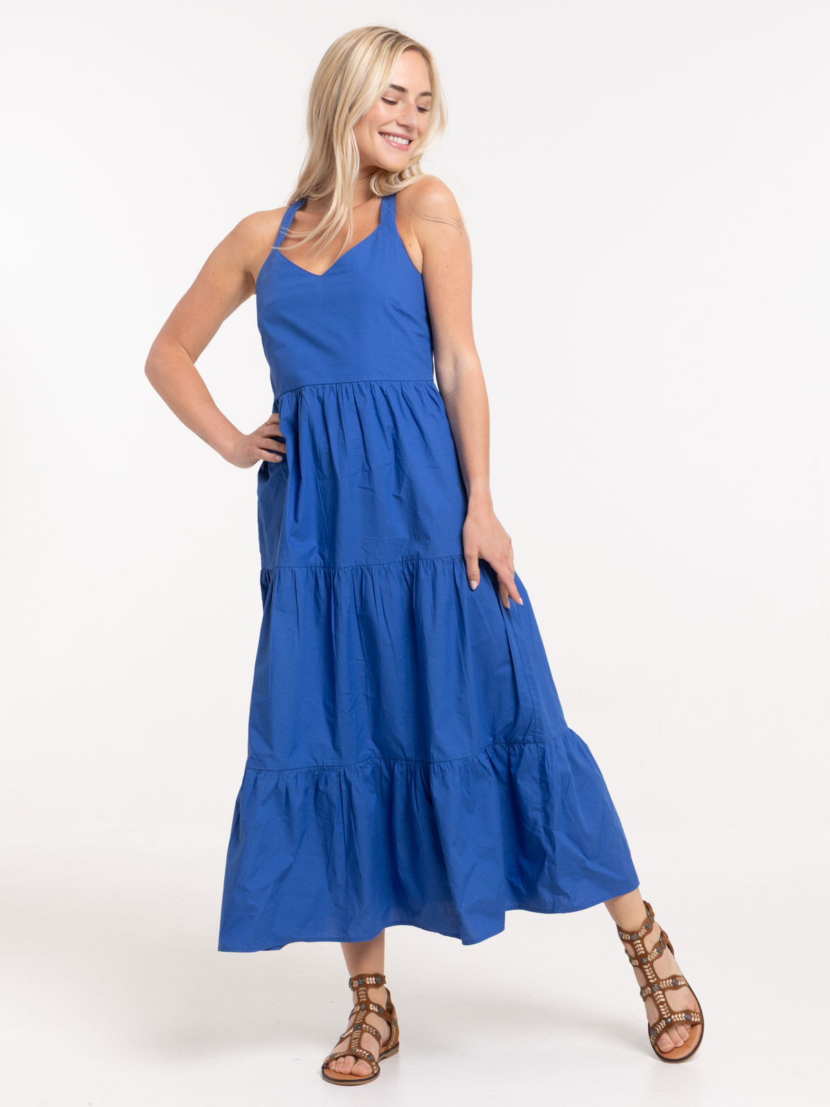 Robe longue bleu cobalt femme