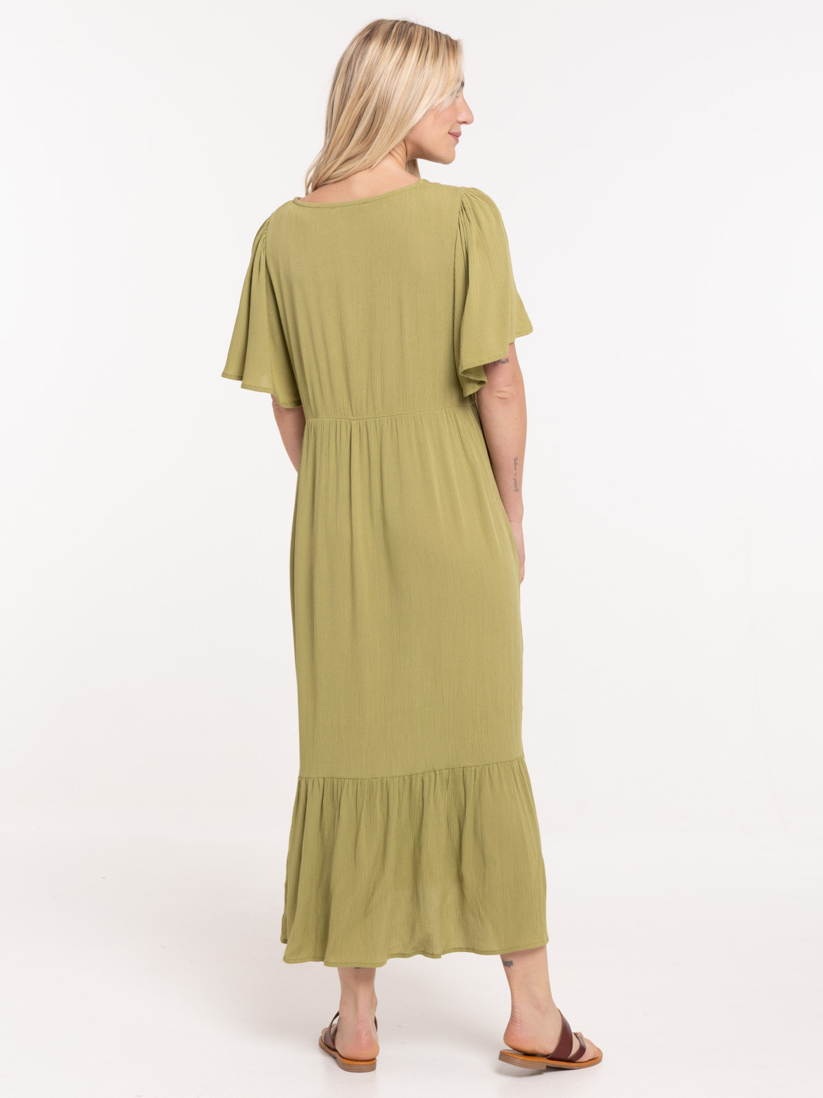 Robe longue guacamole col V femme Robe longue guacamole col V femme