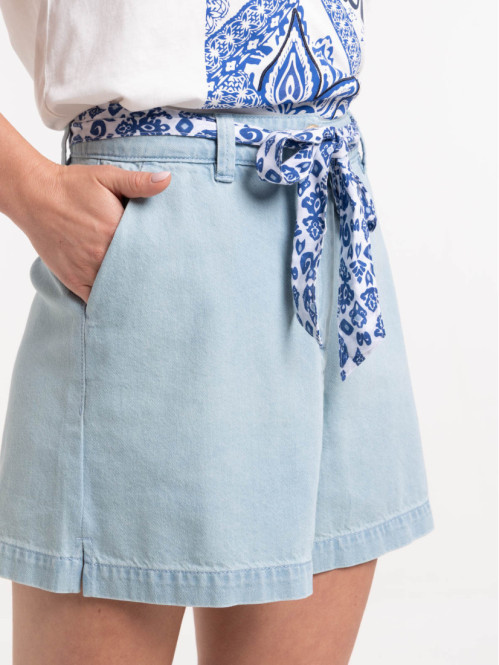 Short en jean ceinturé femme