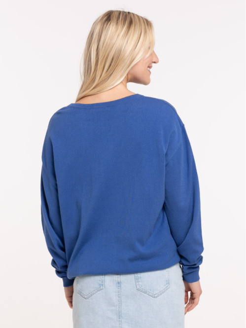 Pull fin col rond bleu...