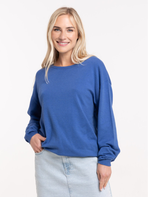 Pull fin col rond bleu...