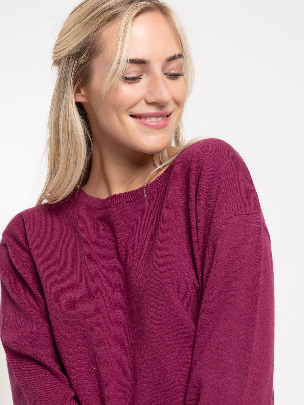 Pull fin col rond femme