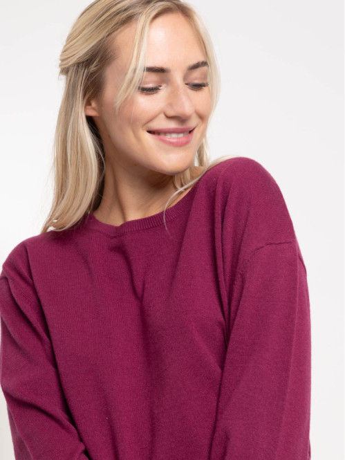 Pull fin col rond femme