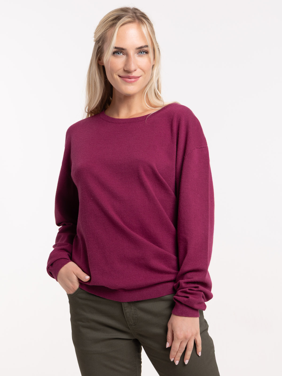 Pull fin col rond femme