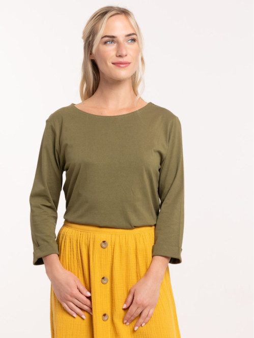 T-shirt kaki indien femme