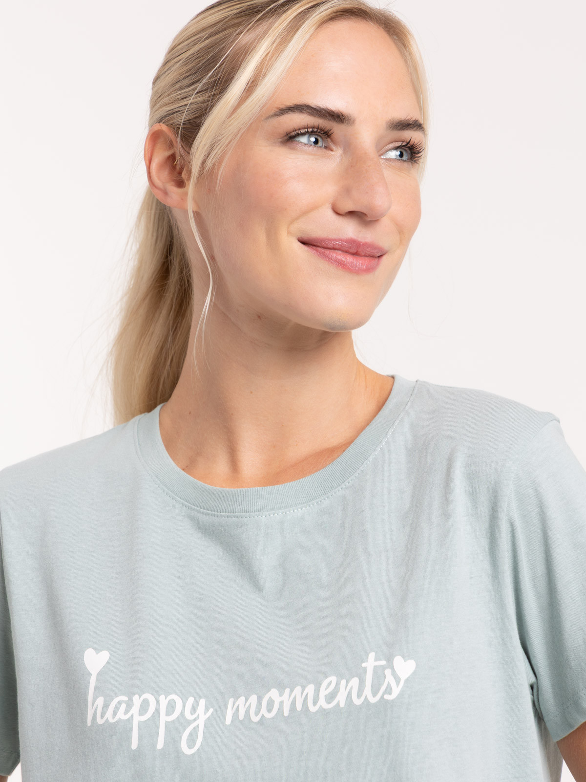T-shirt message happy moments femme