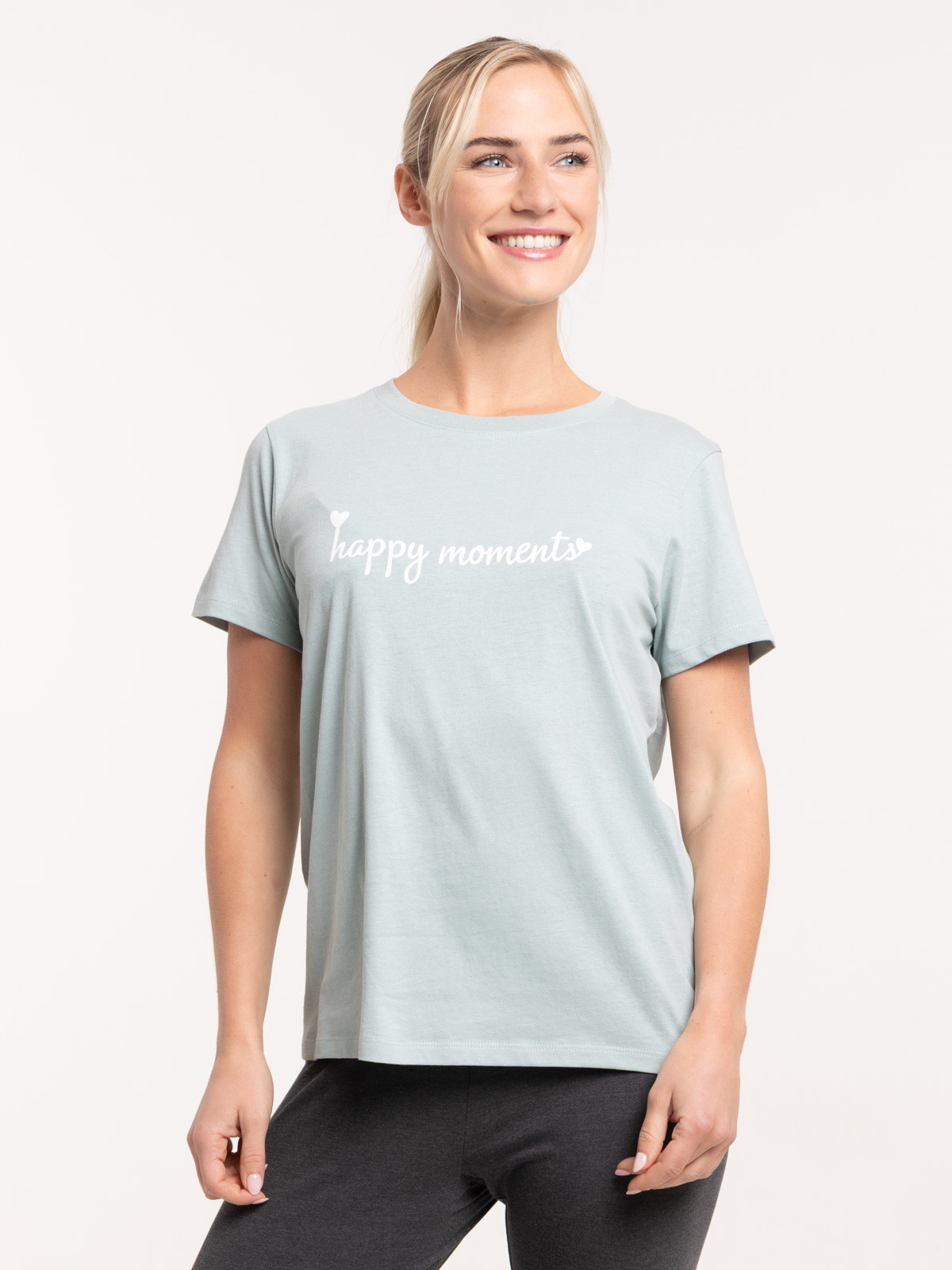 T-shirt message happy moments femme