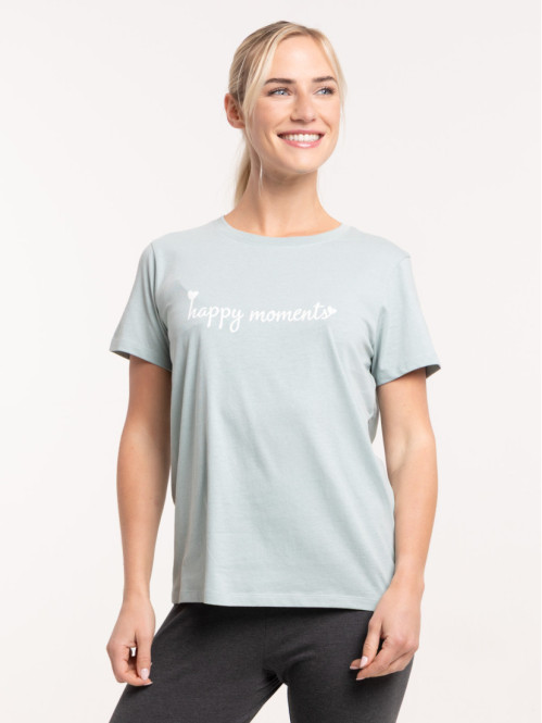 T-shirt message happy moments femme