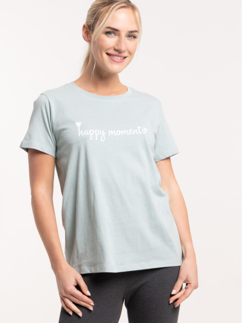 T-shirt message happy moments femme