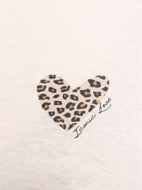 T-shirt coeur léopard femme