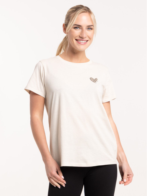 T-shirt coeur léopard femme