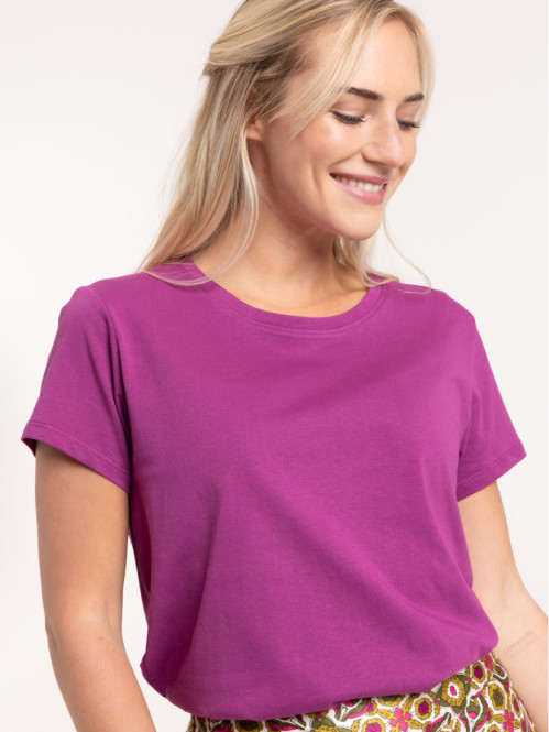 Tee-shirt col rond violet...