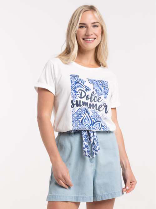 T-shirt dolce summer femme blanc cassé
