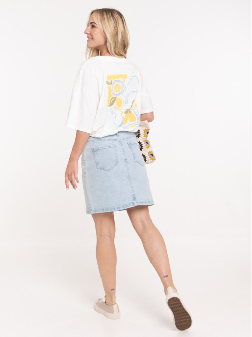 T-shirt citrons femme blanc cassé