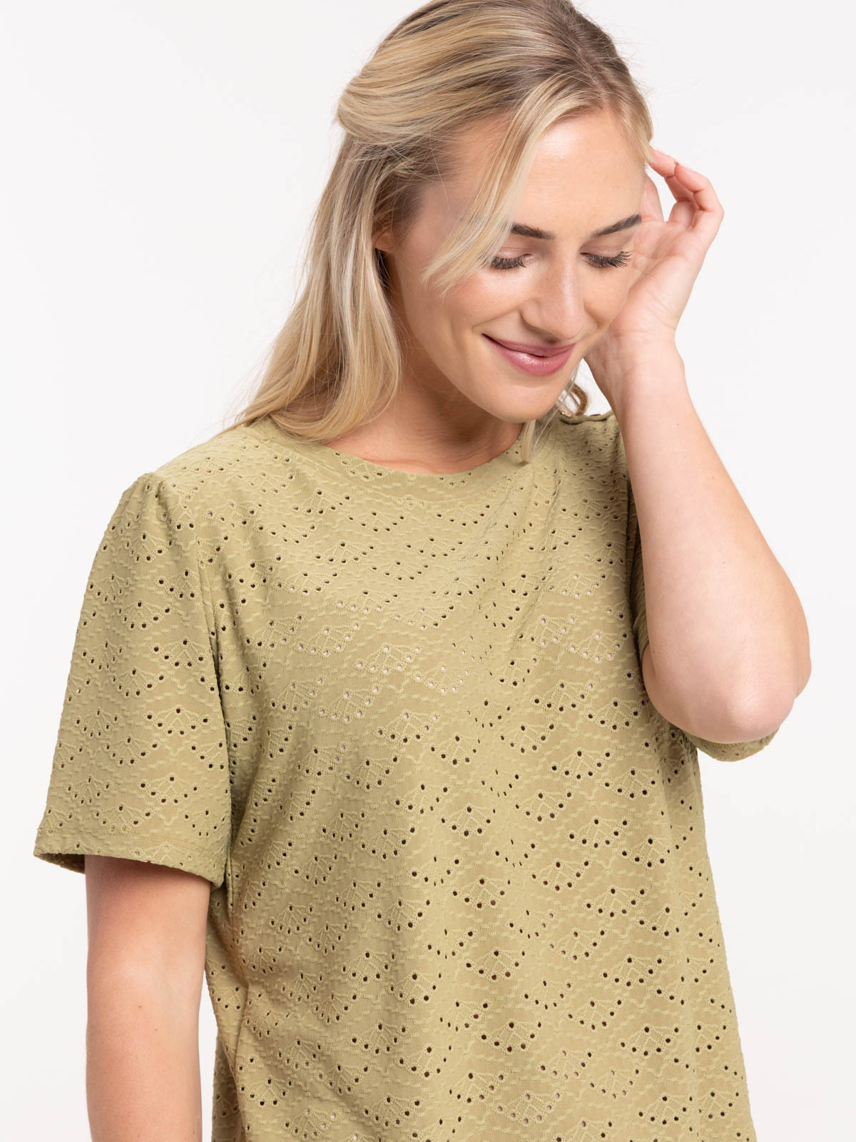 T-shirt boutons épaule femme guacamole