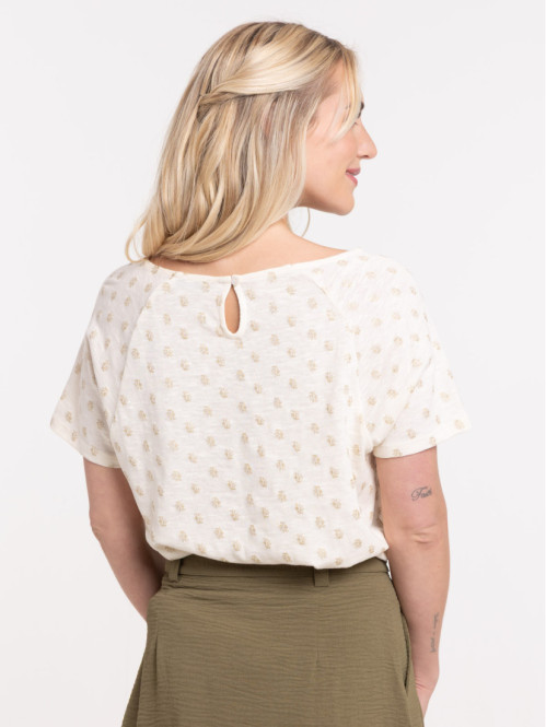 T-shirt imprimé fleur dorée...