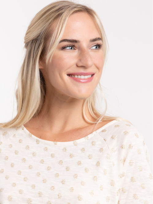 T-shirt imprimé fleur dorée...