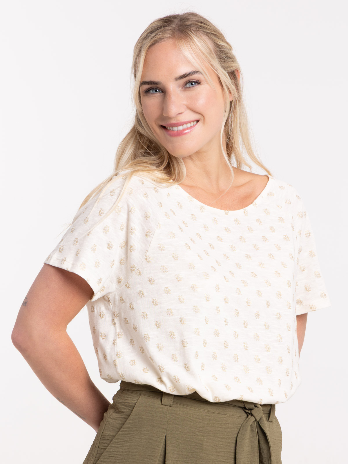 T-shirt imprimé fleur dorée femme T-shirt imprimé fleur dorée femme