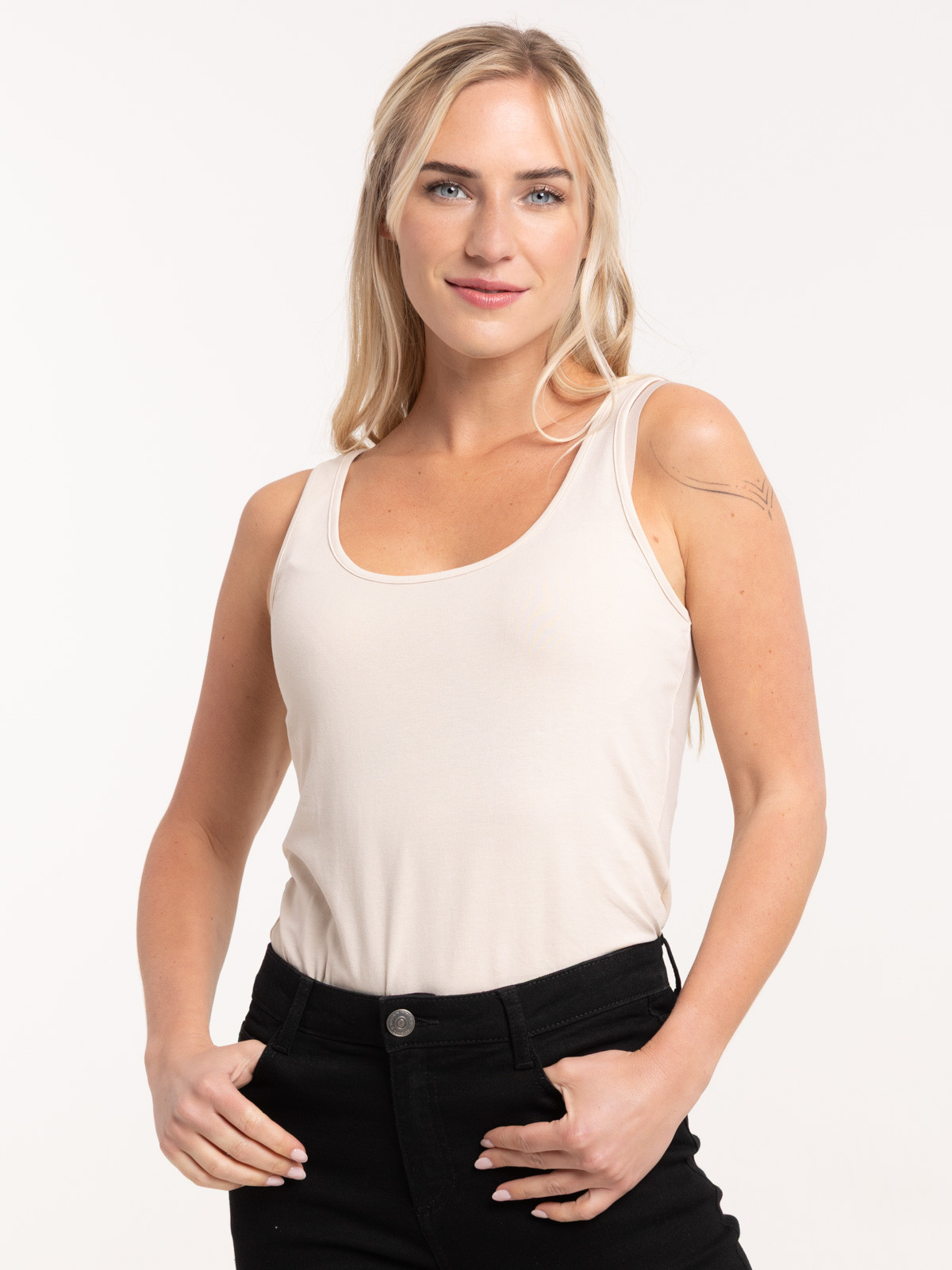 Débardeur basique beige femme