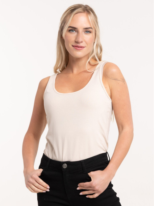 Débardeur basique beige femme