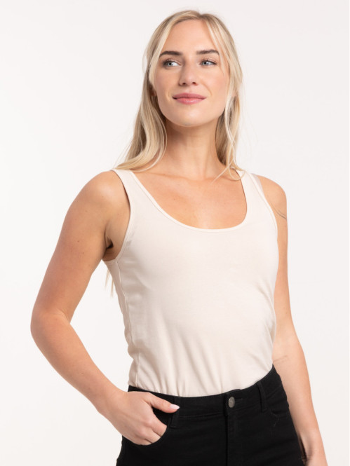 Débardeur basique beige femme