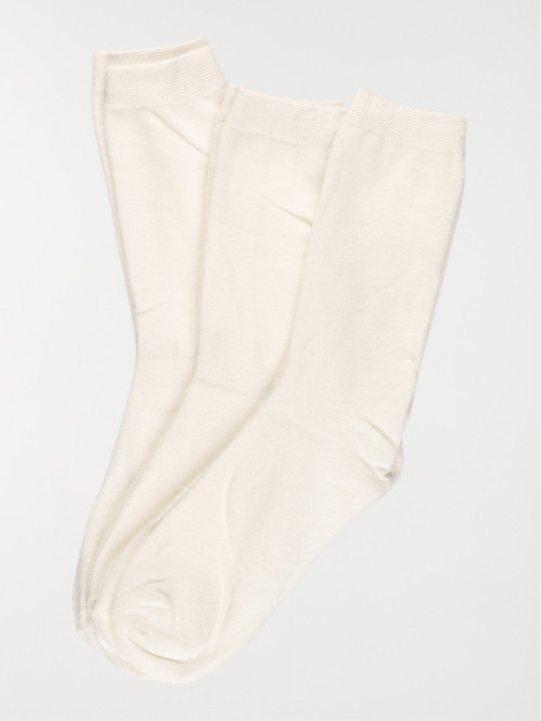Lot de 3 paires chaussettes écru fille Lot de 3 paires chaussettes écru fille