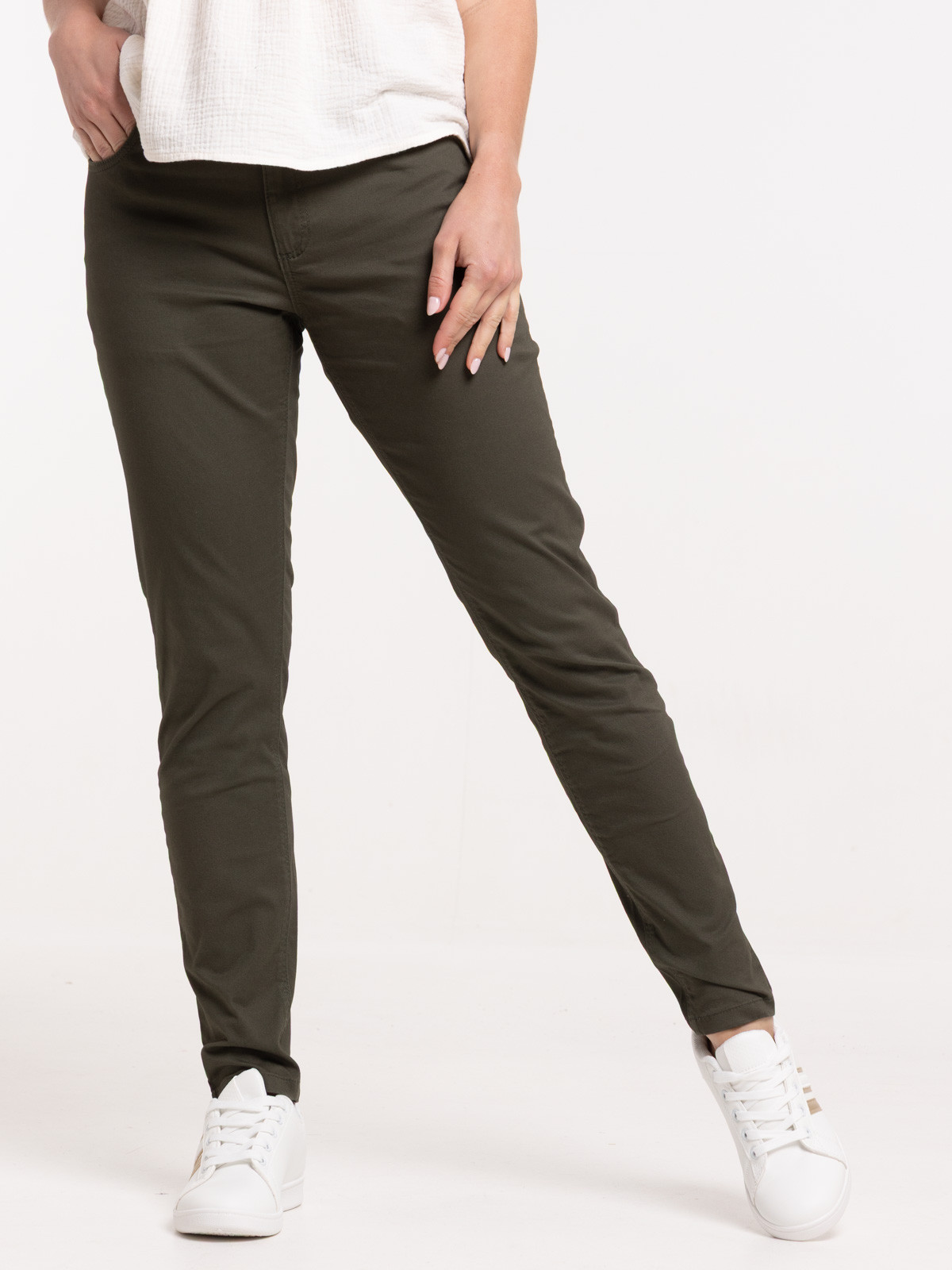 Pantalon skinny 7/8ème femme vert foncé