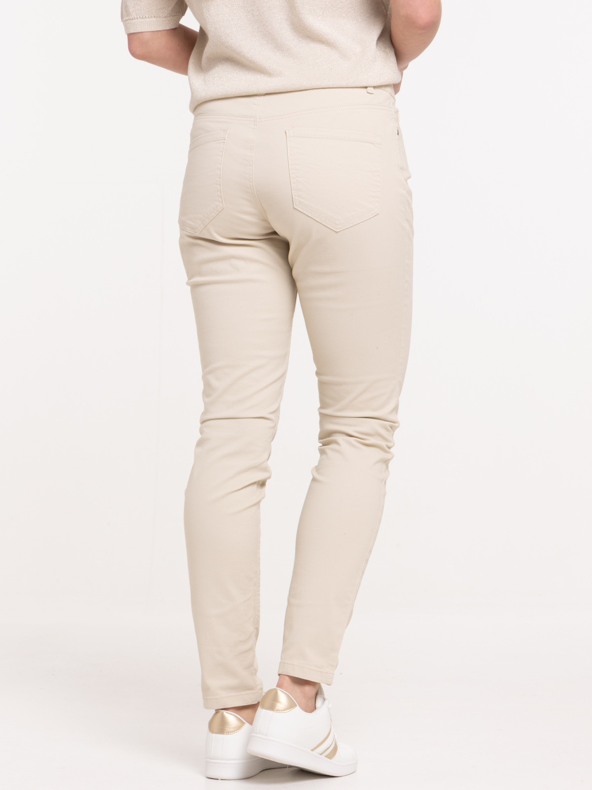 Pantalon skinny 7/8ème femme beige grisé