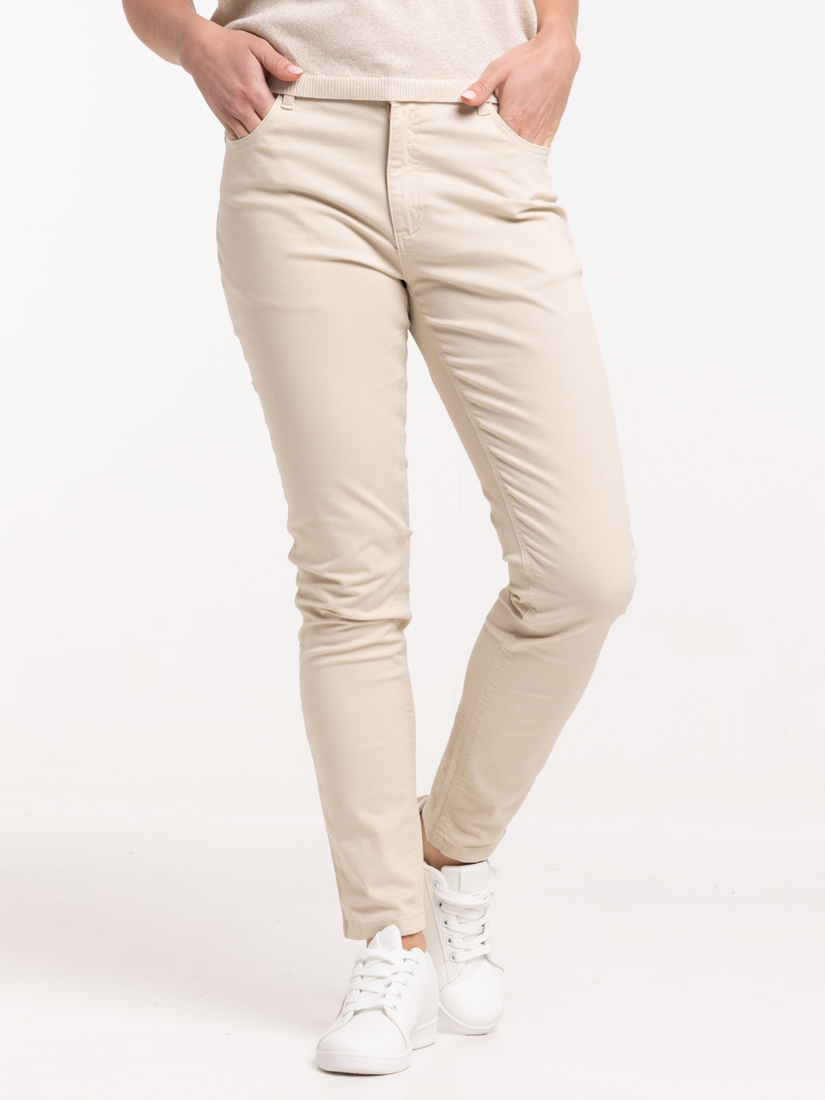 Pantalon skinny 7/8ème femme beige grisé