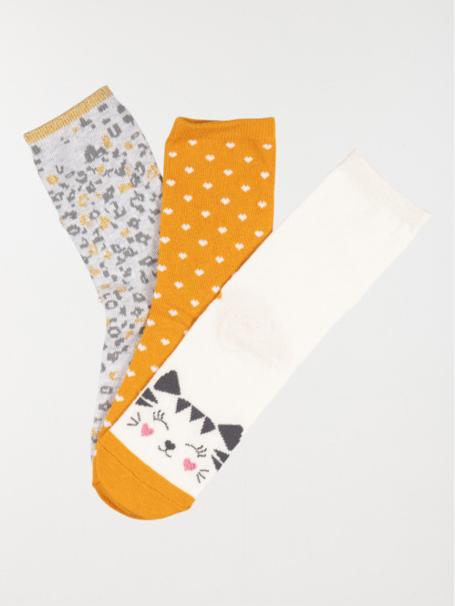 Lot de 3 paires de chaussettes chat fill