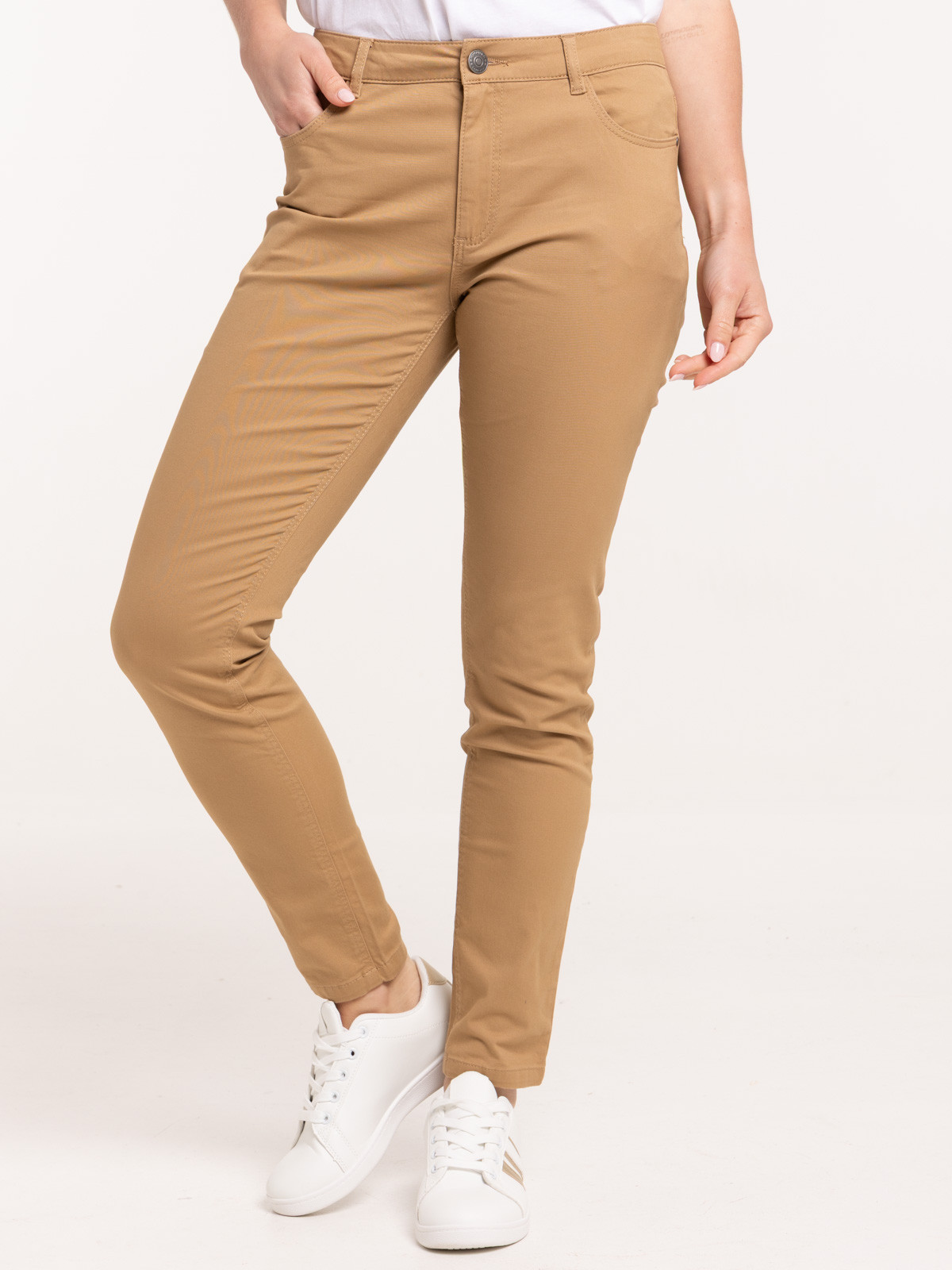 Pantalon skinny 7/8ème femme light camel