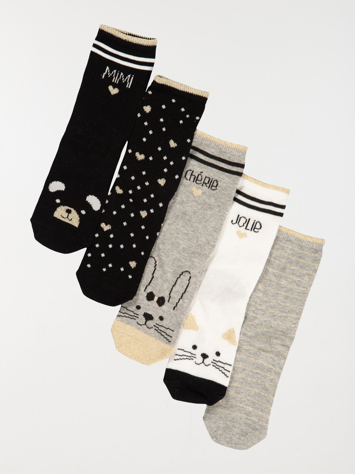 Lot 5 paires chausettes chat fille