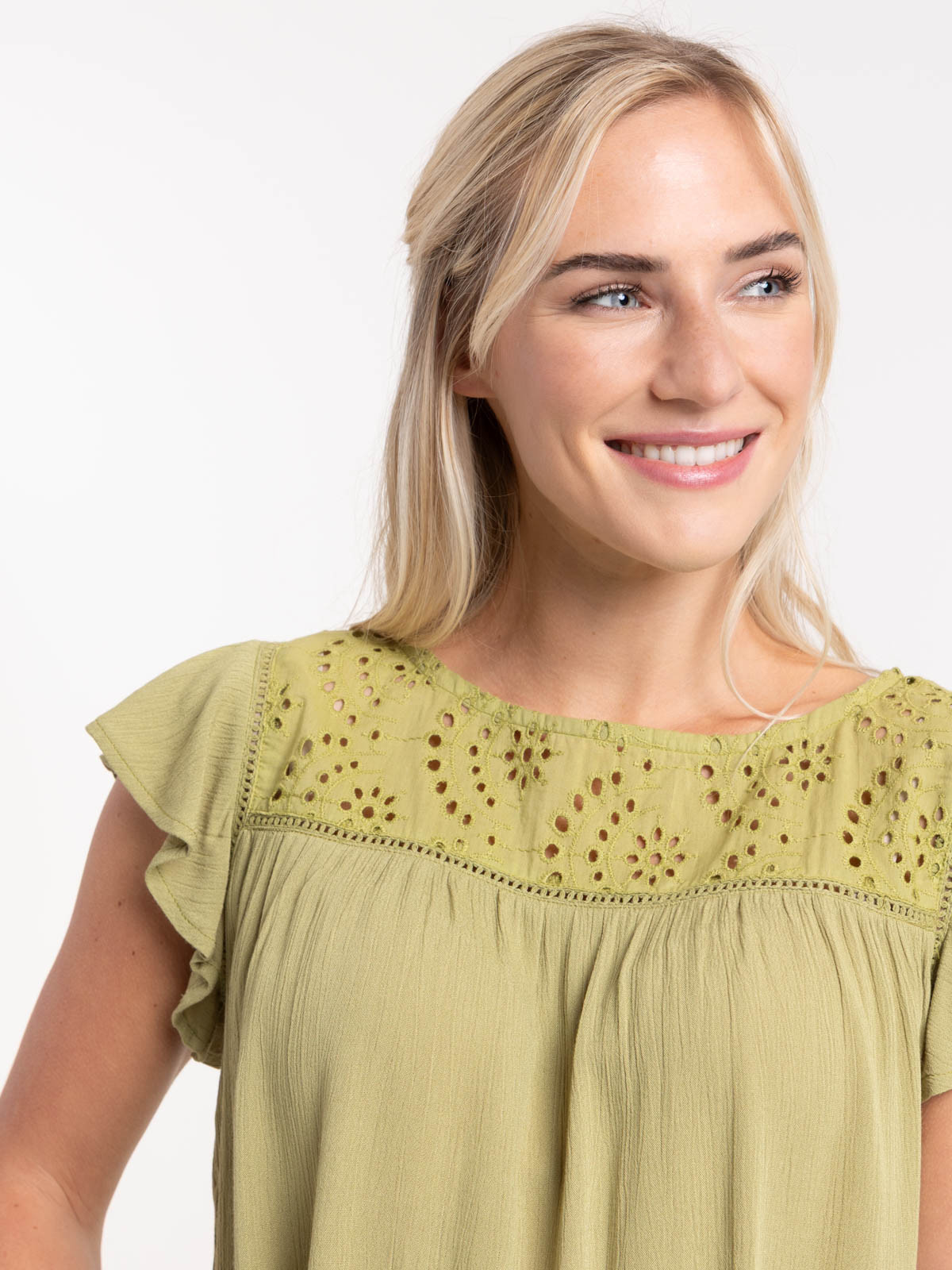 Blouse guacamole broderie anglaise femme