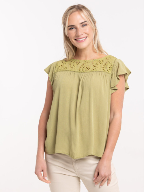 Blouse guacamole broderie...