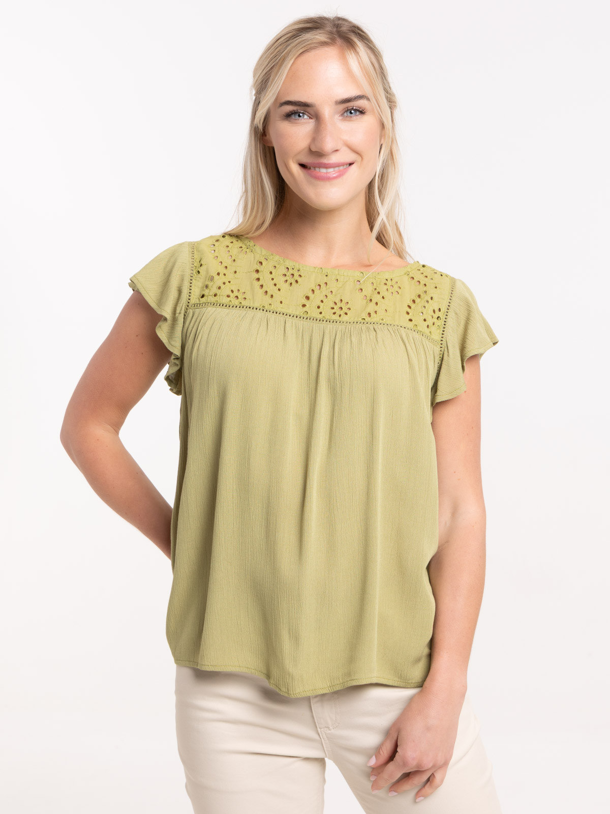 Blouse guacamole broderie anglaise femme
