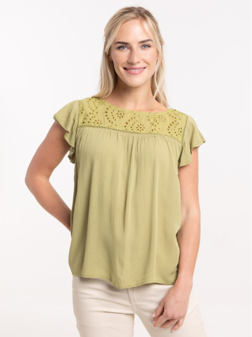 Blouse guacamole broderie anglaise femme