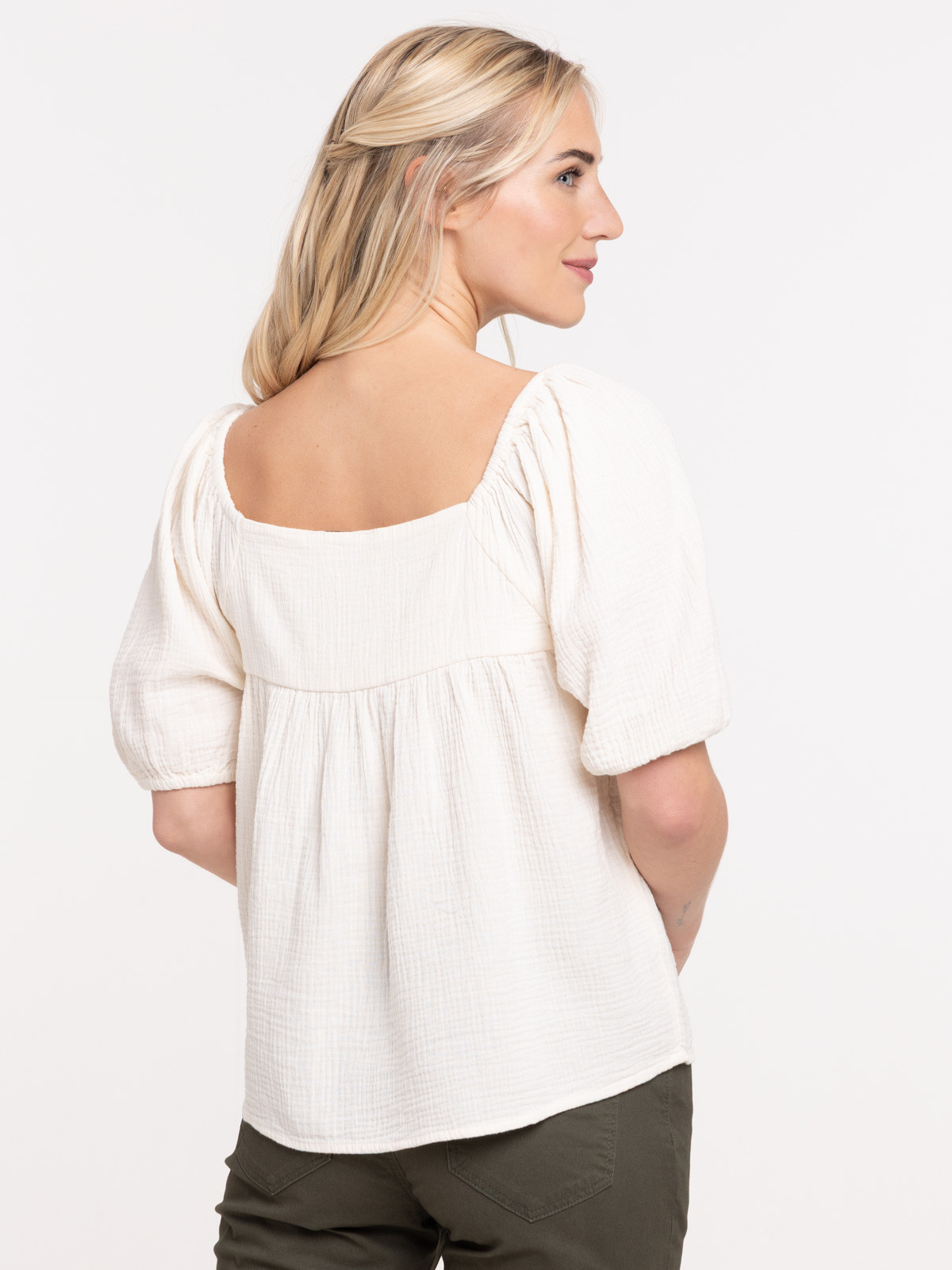 Blouse brodée blanc cassé femme Blouse brodée blanc cassé femme