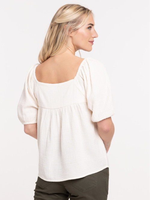 Blouse brodée blanc cassé...