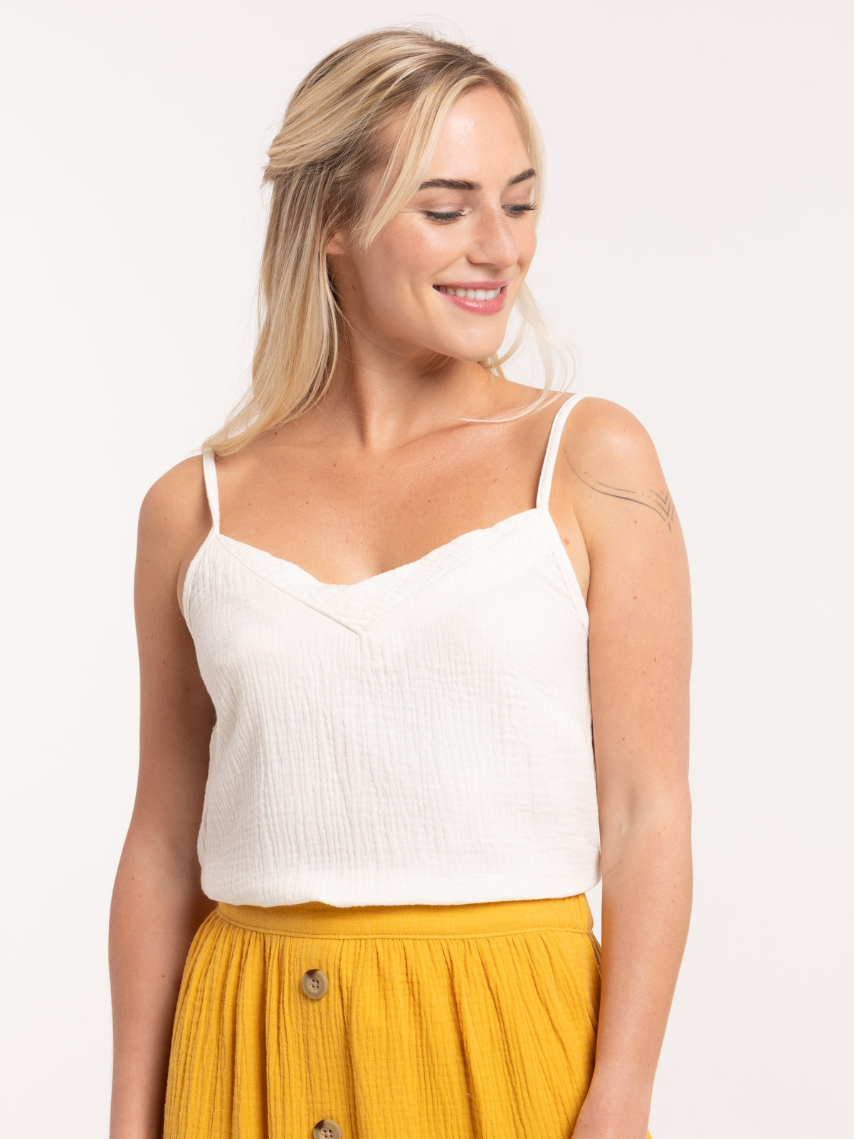 Top bretelles blanc cassé femme